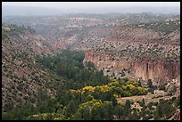 Distant view of Frijoles Canyon in autumn. Bandelier National Monument, New Mexico, USA ( color)