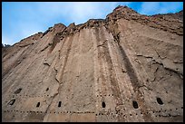 Cliff with bean holes and cavates. Bandelier National Monument, New Mexico, USA ( color)
