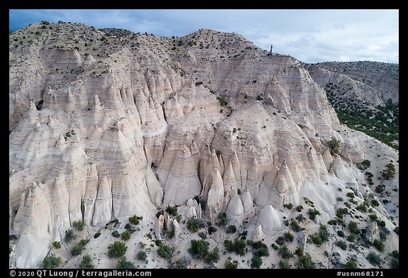 Aerial View of tent rocks along cliff. Kasha-Katuwe Tent Rocks National Monument, New Mexico, USA