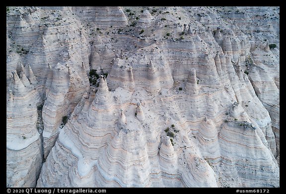 Aerial View of cliffside tent rocks. Kasha-Katuwe Tent Rocks National Monument, New Mexico, USA (color)