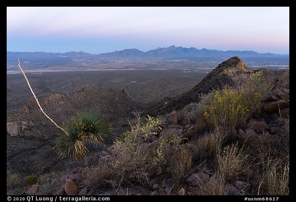 Organ Mountains from Dona Ana Peak at sunset. Organ Mountains Desert Peaks National Monument, New Mexico, USA