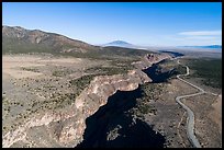Aerial view of Rio Grande Gorge and road. Rio Grande Del Norte National Monument, New Mexico, USA ( color)