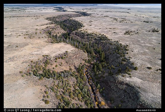 Aerial view of Gorge of Rio San Antonio. Rio Grande Del Norte National Monument, New Mexico, USA (color)