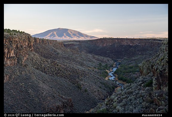 Rio Grande Gorge and Ute Mountain from Sheep Crossing. Rio Grande Del Norte National Monument, New Mexico, USA (color)