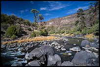 Rio Grande flowing between boulders near Big Arsenic Spring. Rio Grande Del Norte National Monument, New Mexico, USA ( color)