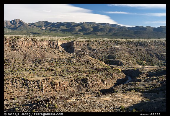 Gorge and Picuris Peak. Rio Grande Del Norte National Monument, New Mexico, USA (color)