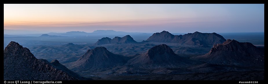 Cluster of desert peaks, Dona Ana Mountains. Organ Mountains Desert Peaks National Monument, New Mexico, USA (color)