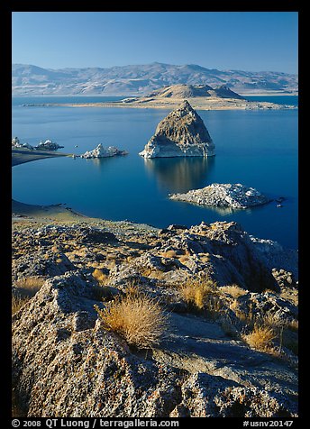 Shoreline and Pyramid. Pyramid Lake, Nevada, USA (color)