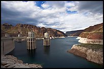 Reservoir and intake towers. Hoover Dam, Nevada and Arizona (color)