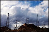High-voltate transmission lines and clouds. Hoover Dam, Nevada and Arizona (color)
