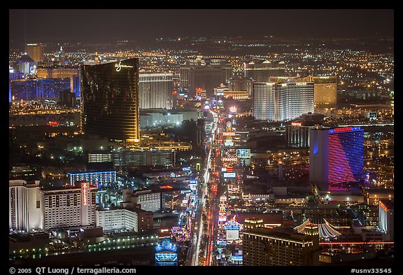 Picture/Photo: The Strip at night seen from above. Las Vegas, Nevada, USA