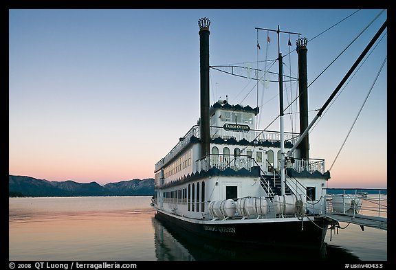 Tahoe Queen paddle boat at dawn, South Lake Tahoe, Nevada. USA (color)