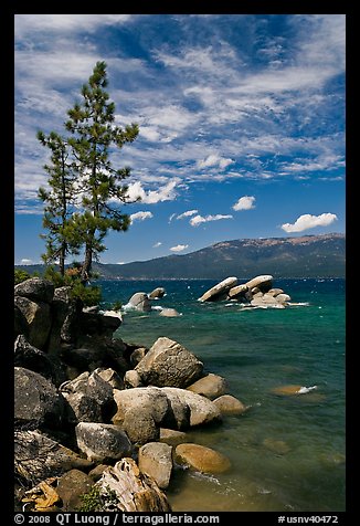 Shore with boulders, Sand Harbor, Lake Tahoe-Nevada State Park, Nevada. USA (color)