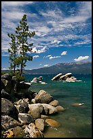 Shore with boulders, Sand Harbor, Lake Tahoe-Nevada State Park, Nevada. USA ( color)