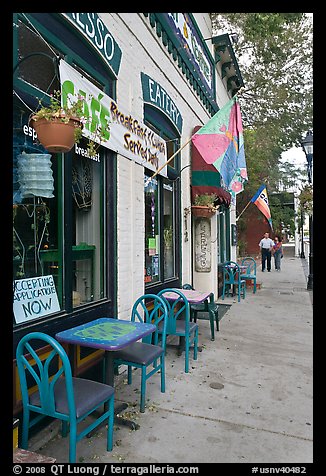 Cafe and sidewalk. Carson City, Nevada, USA (color)
