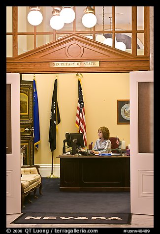 Office of the Secretary of State inside Nevada State Capitol. Carson City, Nevada, USA