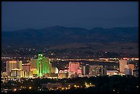 Reno skyline at dusk. Reno, Nevada, USA (color)