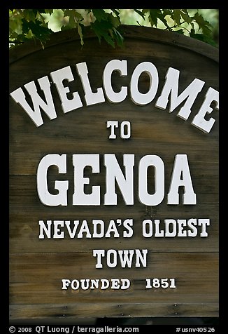 Nevada oldest town sign. Genoa, Nevada, USA (color)