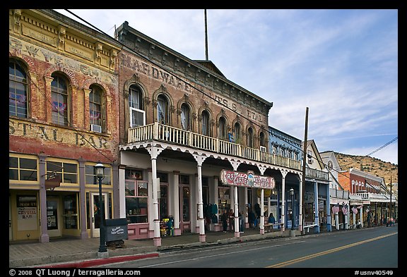 Historic buildings. Virginia City, Nevada, USA (color)