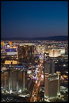 Las Vegas Boulevard and casinos seen from above at sunset. Las Vegas, Nevada, USA ( color)