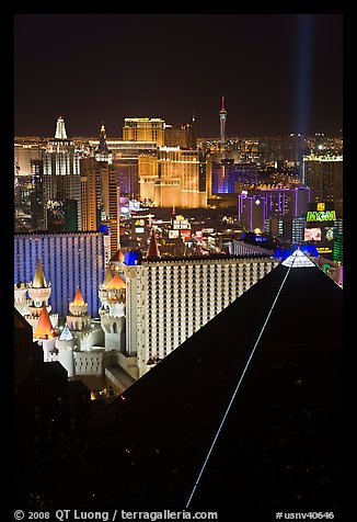 Hotel-casinos at night. Las Vegas, Nevada, USA