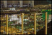 Restaurant and city reflections on glass windows, the Hotel at Mandalay Bay. Las Vegas, Nevada, USA