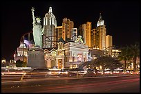 Las Vegas Boulevard and  New York New York casino at night. Las Vegas, Nevada, USA ( color)