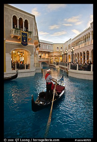 Gondola in Grand Canal inside Venetian hotel. Las Vegas, Nevada, USA
