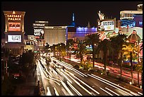 Hotels and Las Vegas Strip by night. Las Vegas, Nevada, USA ( color)