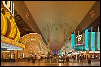 Pedestrian, canopy-covered section of Fremont Street. Las Vegas, Nevada, USA (color)