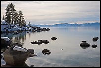 Shoreline in winter,  Sand Harbor, East Shore, Lake Tahoe, Nevada. USA