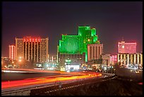 Illuminated casinos and freeway at night. Reno, Nevada, USA ( color)