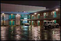Motel on rainy night. Reno, Nevada, USA ( color)