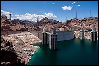 Reservoir and dam, Hoover Dam Bypass beeing built. Hoover Dam, Nevada and Arizona ( color)
