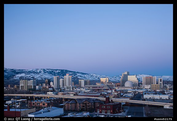 Reno skyline at dawn. Reno, Nevada, USA