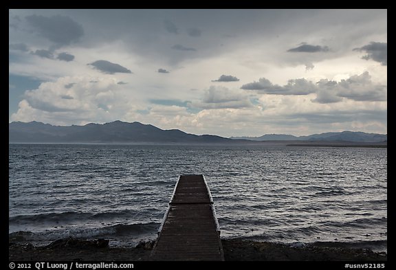 Deck, incoming storm. Pyramid Lake, Nevada, USA (color)