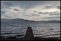 Deck, incoming storm. Pyramid Lake, Nevada, USA (color)