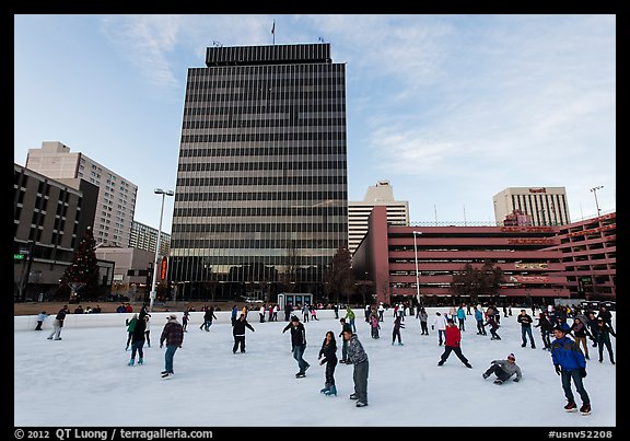 Ice rink and city hall. Reno, Nevada, USA