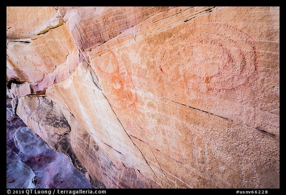 Faint petroglyphs. Gold Butte National Monument, Nevada, USA