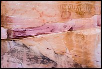 Petroglyphs and multicolored rock. Gold Butte National Monument, Nevada, USA ( color)