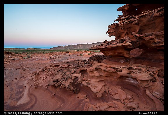 Weathered sandstone formations at dawn, Little Finland. Gold Butte National Monument, Nevada, USA (color)
