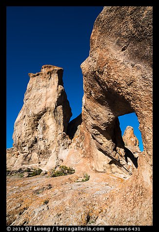 Natural arch and rock towers. Basin And Range National Monument, Nevada, USA (color)