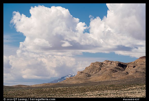 Clouds above mountain range. Basin And Range National Monument, Nevada, USA