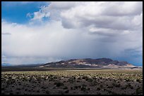 Wide valley, distant mountains, and clouds. Basin And Range National Monument, Nevada, USA ( color)