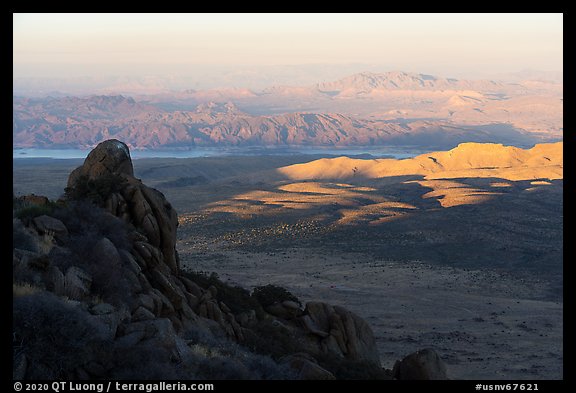 Lake Mead from Gold Butte Peak at sunrise. Gold Butte National Monument, Nevada, USA