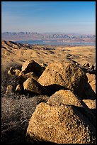 Boulders on Gold Butte Peak and Lake Mead. Gold Butte National Monument, Nevada, USA ( color)