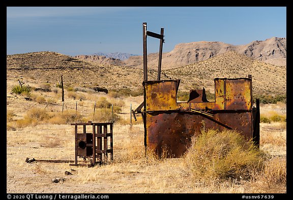 Old mining equipment, Gold Butte ghost town. Gold Butte National Monument, Nevada, USA (color)