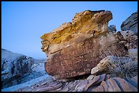 Newspaper Rock with petroglyphs at twilight. Gold Butte National Monument, Nevada, USA ( color)