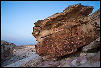 Newspaper Rock with petroglyphs at dawn. Gold Butte National Monument, Nevada, USA ( color)