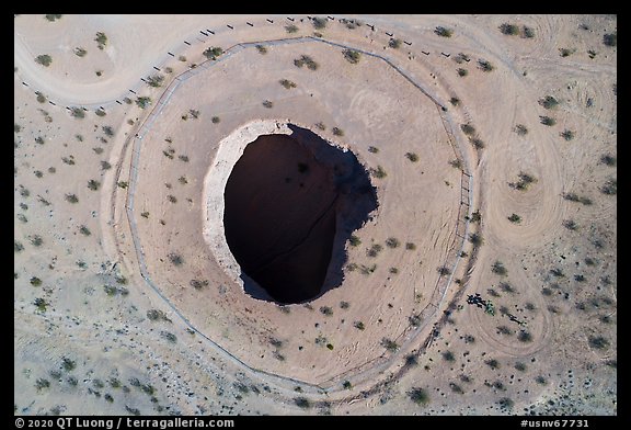 Aerial view of Devils Throat looking straight down. Gold Butte National Monument, Nevada, USA